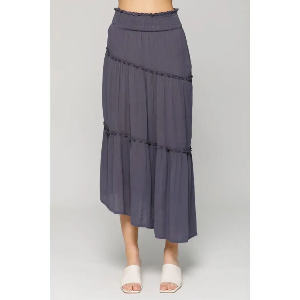 Smocked Waistband Tiered Skirt
